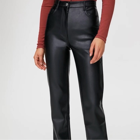 Aritzia Wilfred Black Leather Melina Pants - Picture 1 of 6